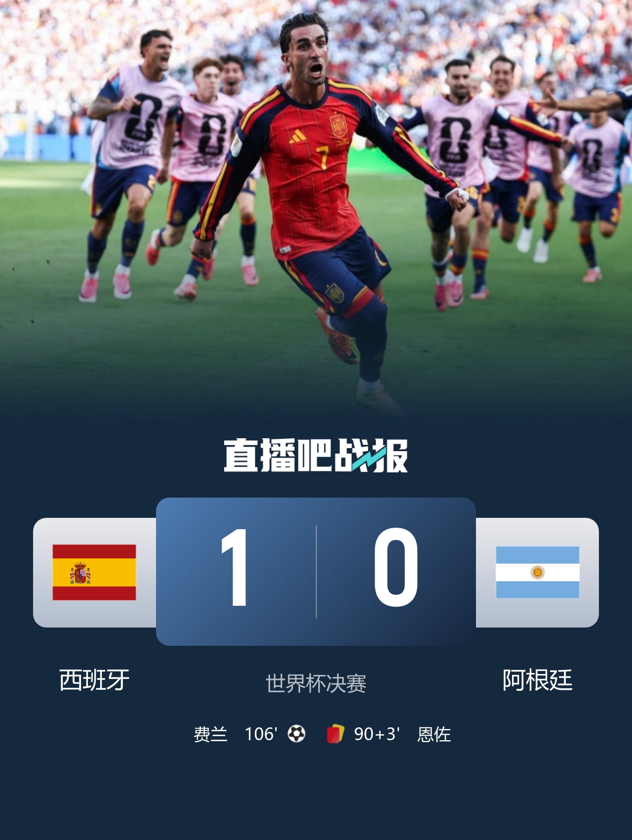 加时1-0力克十人阿根廷,西班牙时隔16年再夺世界杯冠军 加时1-0力克十人阿根廷,西班牙时隔16年再夺世界杯冠军